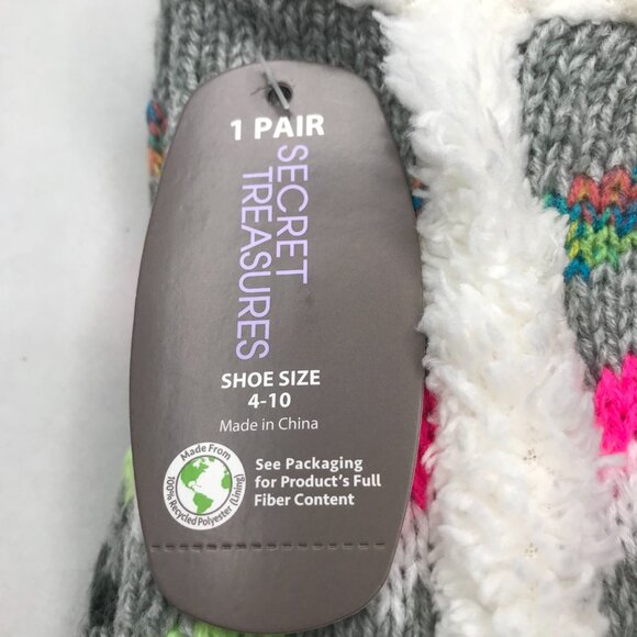 Secret Treasures Women's No Slip Slipper Sock Gray Cozy Dog Print Size 4-10 New - Picture 4 of 6